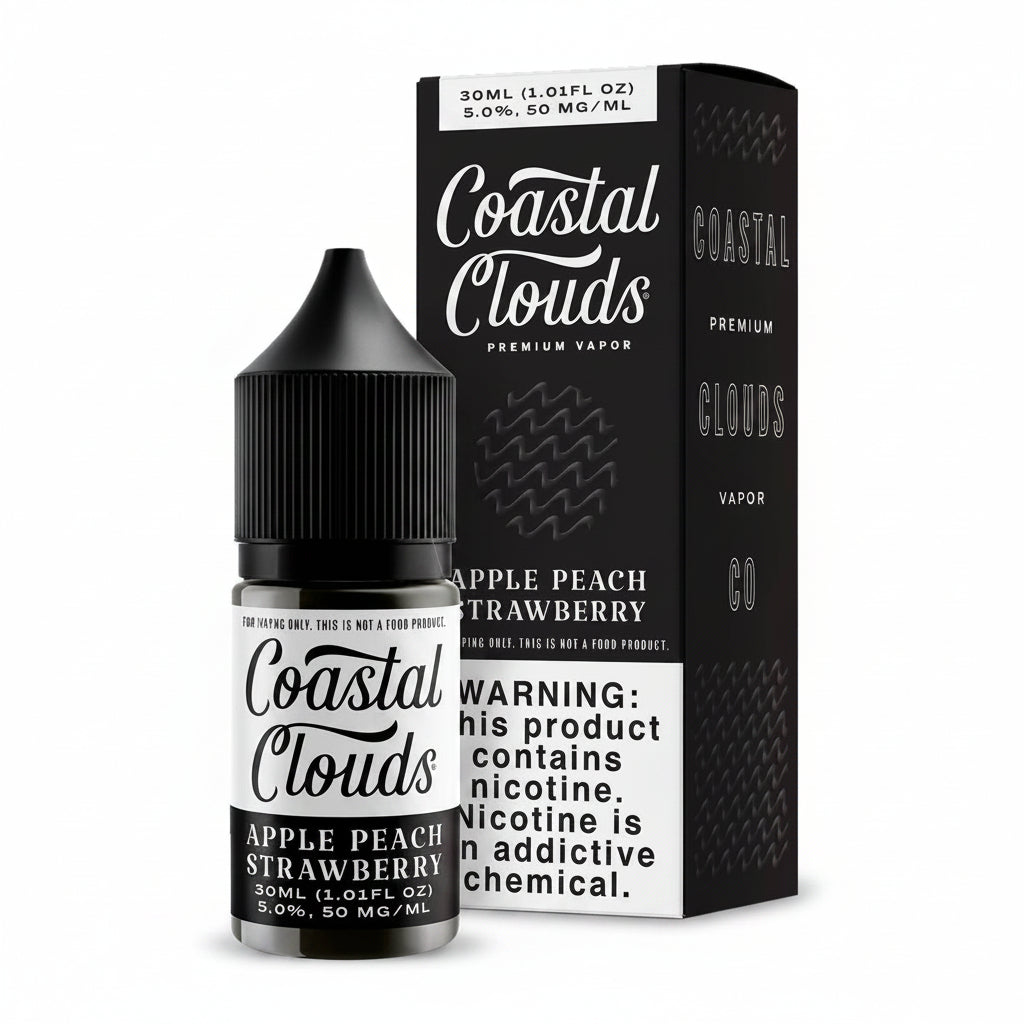 Apple Peach Strawberry Coastal Clouds Nic Salt E-Liquad 30ml