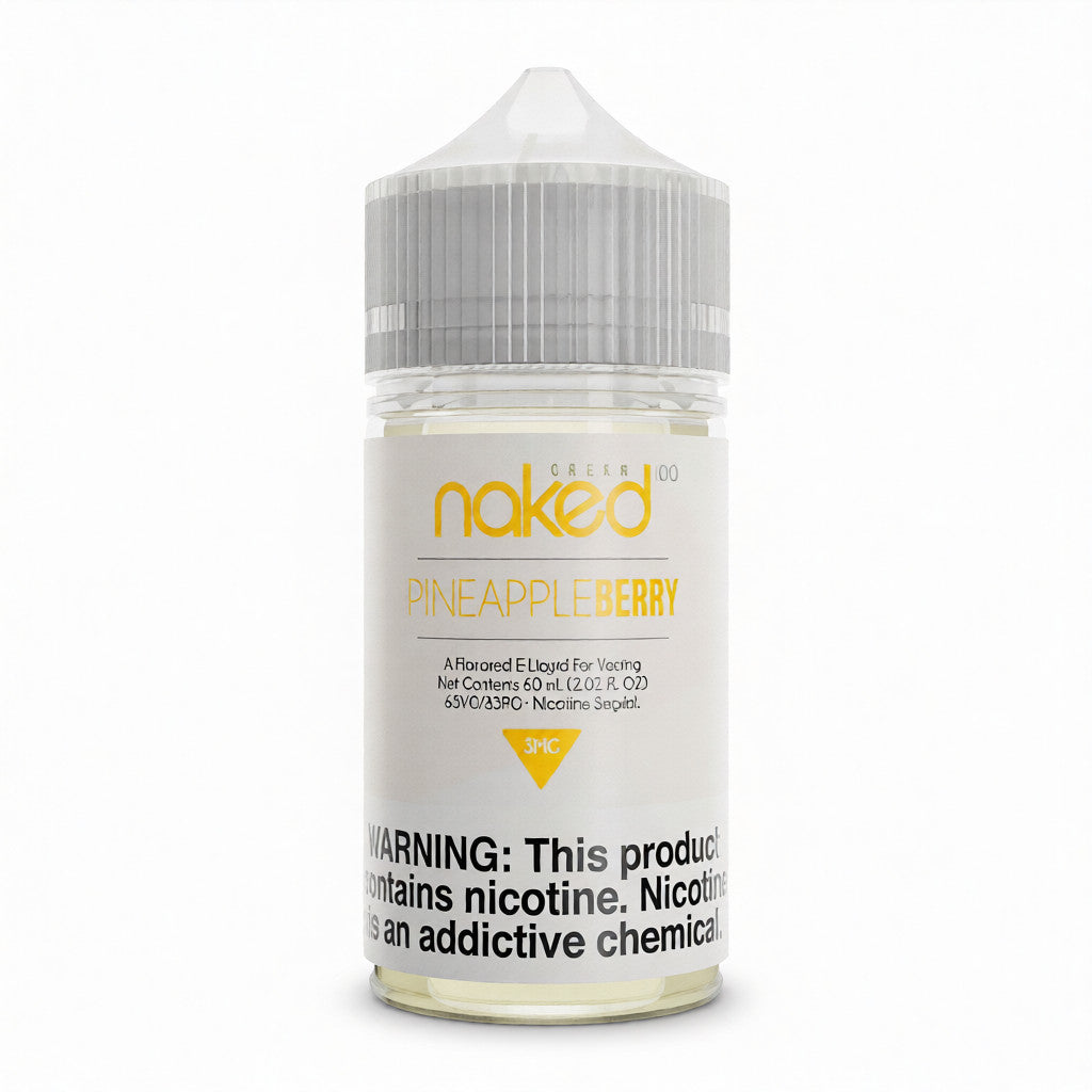 Naked Pineapple Berry e-liquid bottle on a white background 3mg nicotine