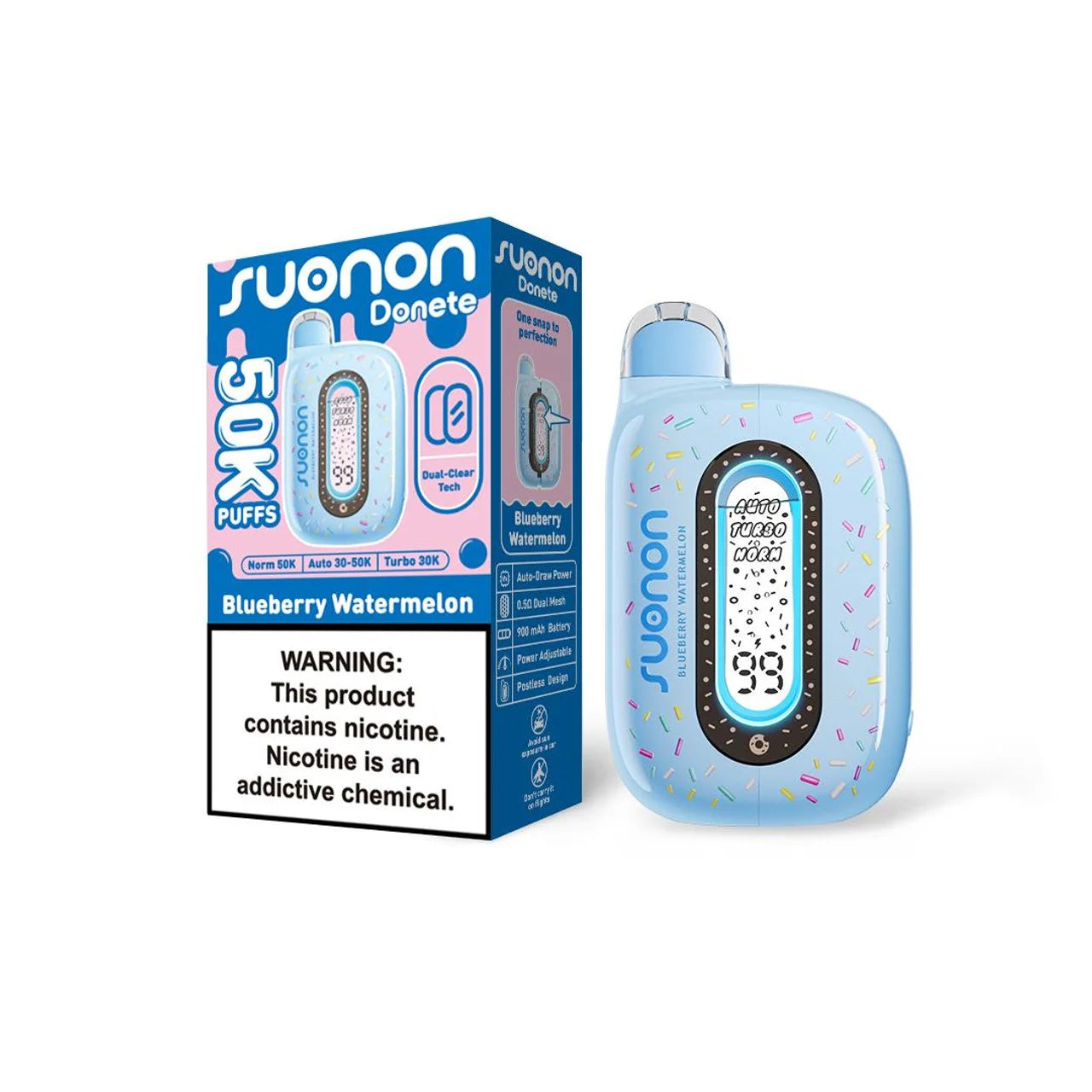 donut vape disposable Suonon Donete 50K badge3_3 Pack Color:Plume White Blue Razz Ice Geek